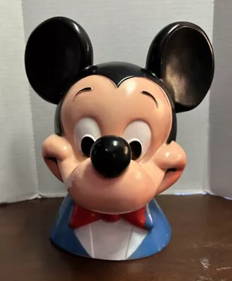 Mickey Mouse Bust Piggy Bank 1971 Walt Disney Productions Play Pal Plastics Inc • $24
