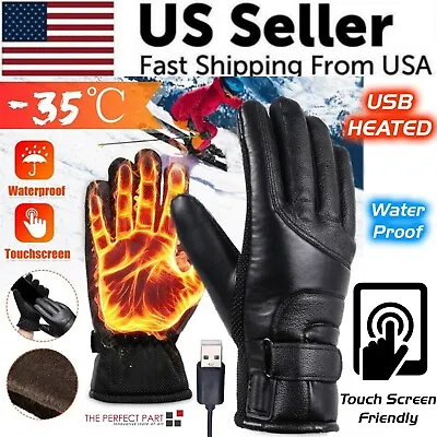 Electric USB Heated Gloves Winter Warming Thermal Ski Snow Hand Warm Windproof • $15.99