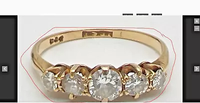 18ct Gold Diamond 5 Stone .5ct Ring  Central Round Cut Diamond Size  L1/2 1.8g • £450