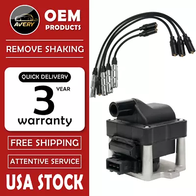 Ignition Coil &Wireset For VW Golf Jetta Cabrio Passat Derby Combi Eurovan UF364 • $45.89