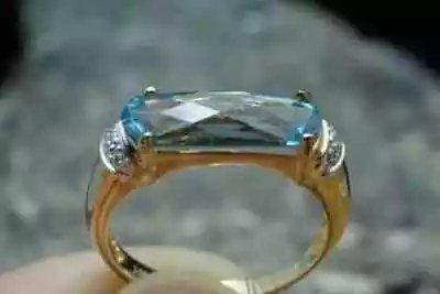 3CT Baguette Created Aquamarine Wedding Vintage Band Ring 14K Yellow Gold Finish • $85.21