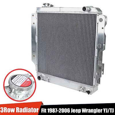 3 Row Aluminum Radiator For 1987-2006 Jeep Wrangler YJ TJ 2.4L 2.5L 4.0L L4 L6 • $99.99