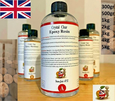 £19.89 • Buy 1kg Epoxy Resin Glossy Kit Crystal Casting Clear Table Top UNION JACK ARTS® UK