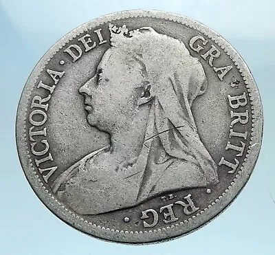 1900 UK Great Britain United Kingdom QUEEN VICTORIA 1/2 Crown Silver Coin I77704 • $88.65