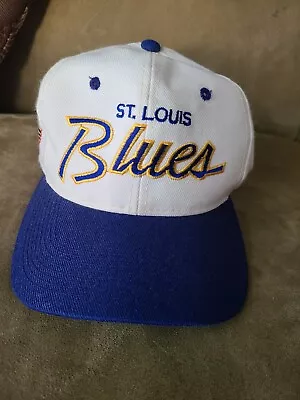 Vintage 90’s NHL St Louis Blues Script Sports Specialties Snapback Hat White • $59.99