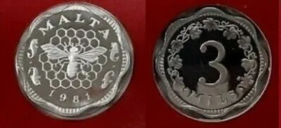 1981 Malta Proof Scalloped 3 Mils Bee And Honeycomb • $12.99