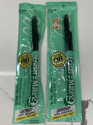 NEW/SEALED Lot Of 2 Vintage 1983 BIC Erasable Med Point Black Pen ERASERMATE2 • $15