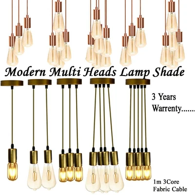 £11.93 • Buy Vintage Ceiling Multi Way Pendant Braided PVC Cable Lamp Holder Fitting Light