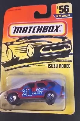 1997 MATCHBOX MB56 ISUZU RODEO RED POWER PARTS Diecast 1/64  ON CARD • $4.49