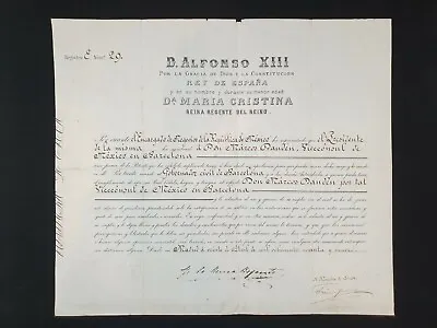 1899 Queen Maria Christina Spain Signed Document Autograph Royalty Alfonso XIII • $599.96