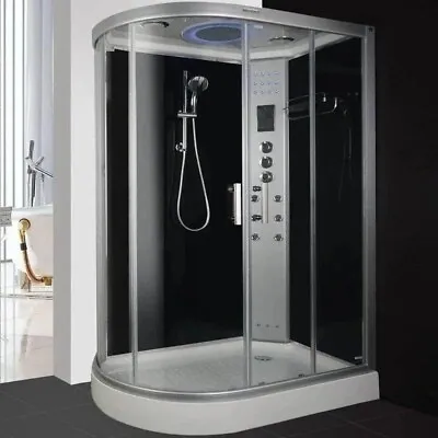 Lisna Waters LW18 1200 X 800 Steam Shower Cabin Right Handed Black Offset Quad • £1045
