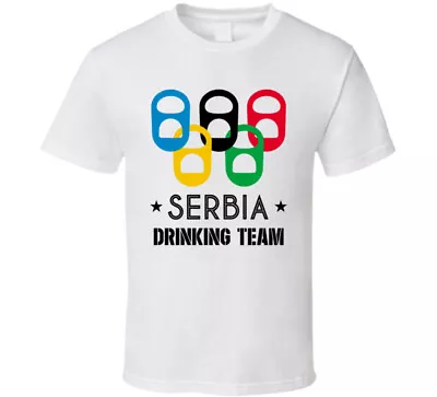 Serbia Drinking Team Olympic Ring Beer Tab Games T Shirt • $14.99