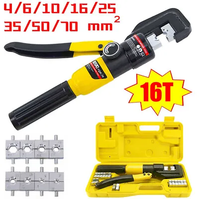 £29.99 • Buy 16 Ton 8 Dies Hydraulic Crimper Crimping Tool Wire Battery Cable Lug Terminal