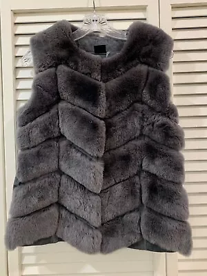 Gray Genuine Rabbit Fur Women's Vest (M) - Worn Only 4 Times • $80