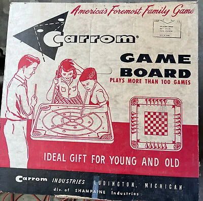 Vintage Carrom Game Complete With All Of The Pieces Sticks Original Box • $150