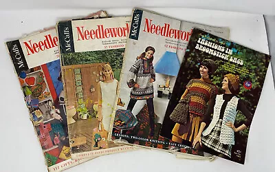 Lot Of 3 McCalls Needlework Magazines & 1 Pamphlet Fall-Winter 1966-67 Crafts • $6.85