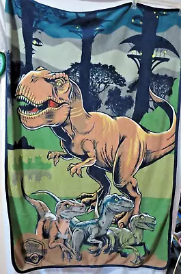 Jurassic World Throw Blanket T Rex & Raptors Camp Cretaceous Fleece 45 X 60 • $12.50