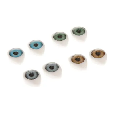 £5.38 • Buy 8pcs Oval Flat Back Glass Eyes 9mm Iris For Porcelain Or Reborn Dolls DIY