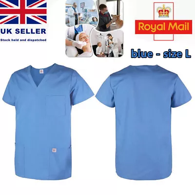 £7.99 • Buy L-Scrub Medical Top Women Men Tunic Nurse Hospital Work Wear Medical Top