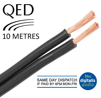 10m Of Black QED 79 Strand Oxygen Free Copper (OFC) HiFi Speaker Cable • £19.95