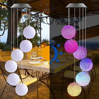 Garden Wind Chime Solar Power LED Ball Decorative Light Hanging Colour Changing • £7.99