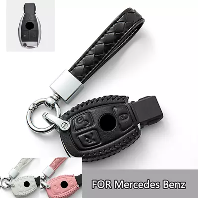 Genuine Leather Car Key Fob Cover Case Bag For Mercedes Benz W203 W210 W211 W124 • $25.80