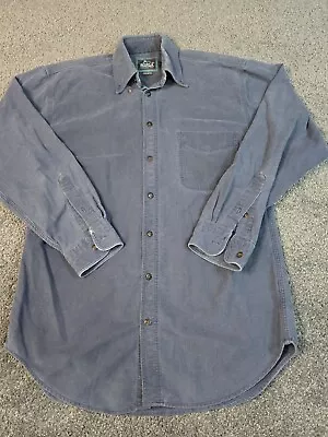 Vintage Woolrich Shirt Mens Small Blue Chamois Long Sleeve Button Down Outdoor • $15.95