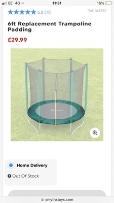 £25 • Buy Smyths 6ft Trampoline Pad - Brand New
