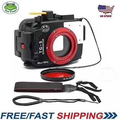 SeaFrogs Waterproof Underwater Camera Case For Olympus TG5 With 67mm Red Filter • $163.64