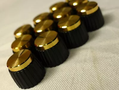 12 Pcs Amplifier Knobs Black With Gold Cap Push-On For Marshall AMP Combo • $7.99