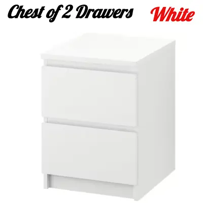 Ikea MALM Chest Of 2 Drawers  Bedroom & Living Room Drawer White 40x55cm New • £94.99