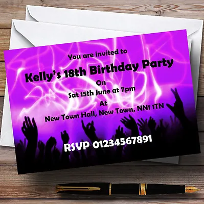 Purple Black Disco Dancing Personalised Party Invitations • £8.99