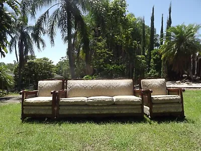 Antique Jacobean Cane 3 Piece Lounge 1940's Circa • $290