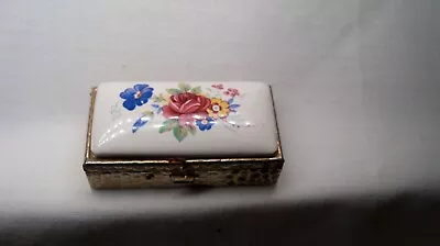 Vintage Purse Accessory Pill Box W Porcelain/China Lid • $6