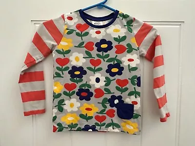 Mini Boden Girls Shirt Top Floral Striped Long Sleeve Size 5-6 • $10