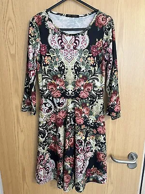 Qed London Patterned Long Sleeve Dress Size 10 • £6.50