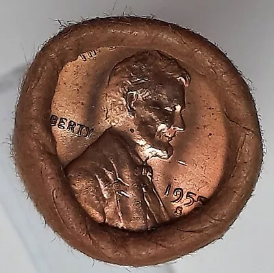 1955-S Wheat Cent Roll-- Original Bank Wrapped--OBW! • $0.01