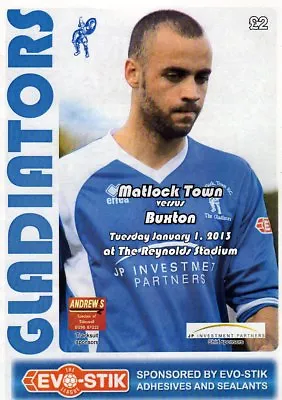 Matlock Town  V  Buxton 1/1/2013 Programme • £0.99