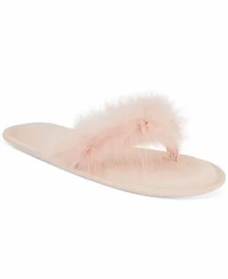 INC Faux-marabou Feathers Women's Thong Slide Slippers -NUDE/ PINK Sizes 7-12 • $9.99