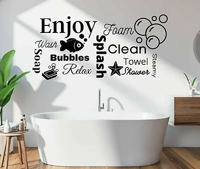 £4.39 • Buy Wall Art Stickers Enjoy Relax Bathroom Shower Wash Bubbles Home Decals Quotes 