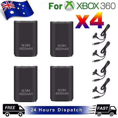 4x Charger USB Cable For XBOX 360 Battery Pack Rechargeable Wireless Controller • $31.99