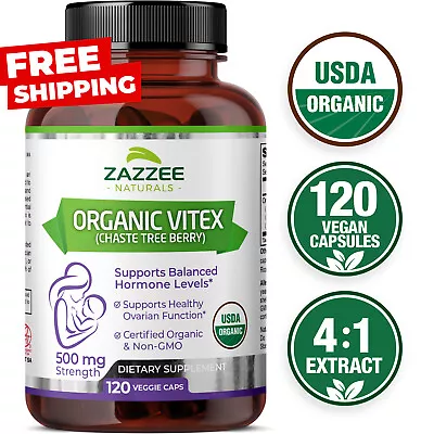 Vitex USDA Organic 500 Mg Strength 120 Veggie Caps 4:1 Extract 4 Month Supply • $21.94