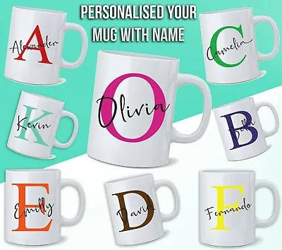 Personalised Mug Initial/Name Latter Tea Coffee Cup EID Gift Birthday Mother Day • £7.49