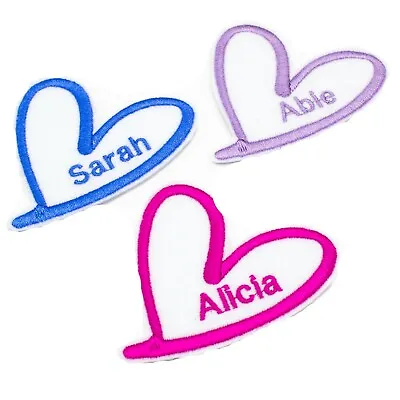 £3.98 • Buy Personalised Embroidery Name Heart Patch Badge Iron On Sew On C1 60mm