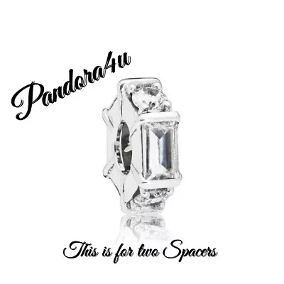 (2) Pandora Clear Crystal Charms SPACERS Ice Sculpture Bead NWT PAN BOX • $59