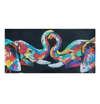 New Original Painting Texture/oil Abstract Wall Certificate /colourful Elephants • £79.99