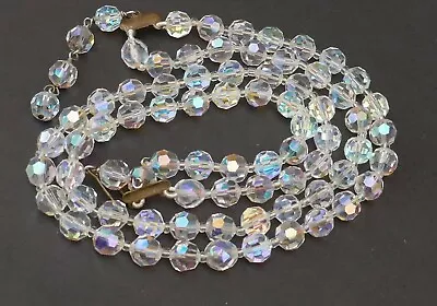 £5.99 • Buy A Fabulous Dazzling Vintage 1950's 2 Row Aurora Borealis Glass Bead Necklace