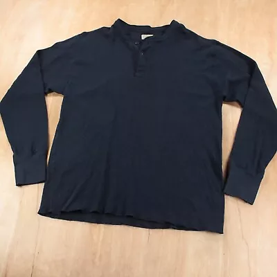 LL BEAN River Driver's Wool Blend Thermal Henley Long Sleeve Shirt LARGE 02037 • $29