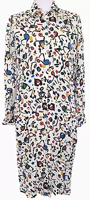 Vintage Abstract Graphic Silk Sheath Midi Shirt Dress  Size 4 Stanley Sherman • $50