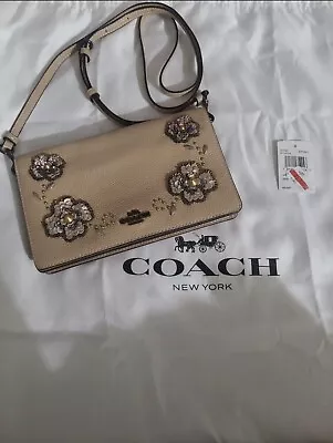 Coach Hayden Rose Foldover Crossbody Clutch With Leather Sequin Applique 31757 • $165